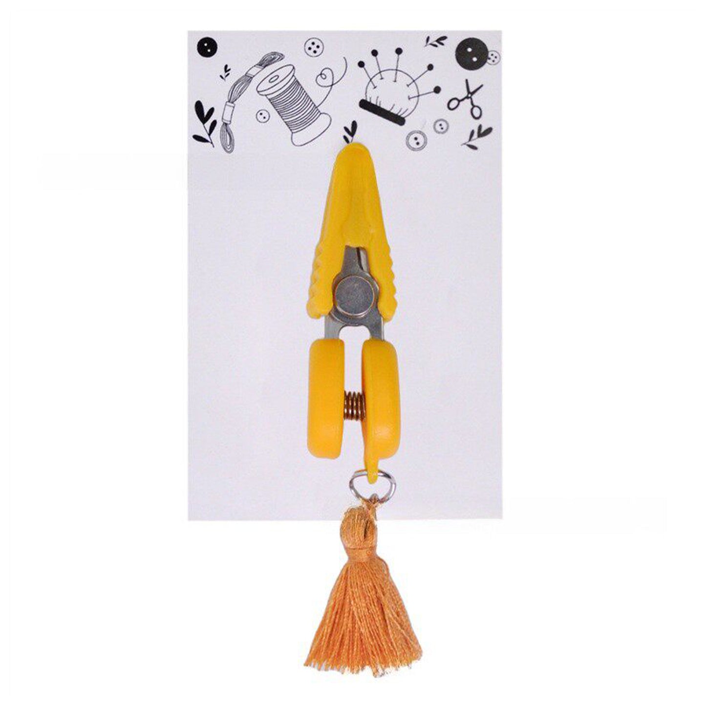 Small Craft Scissors with Tassel Mini Thread Snips Spring Loaded Design for Cross Stitch Embroidery Needlework Accessories (Yellow)