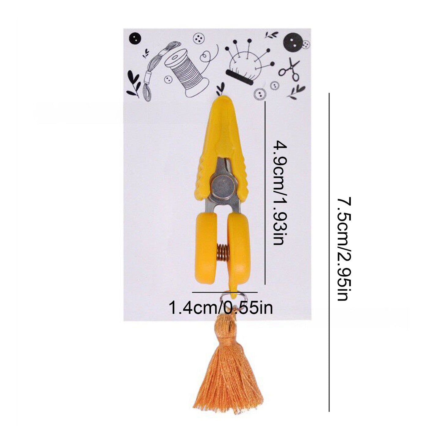 Small Craft Scissors with Tassel Mini Thread Snips Spring Loaded Design for Cross Stitch Embroidery Needlework Accessories (Yellow)