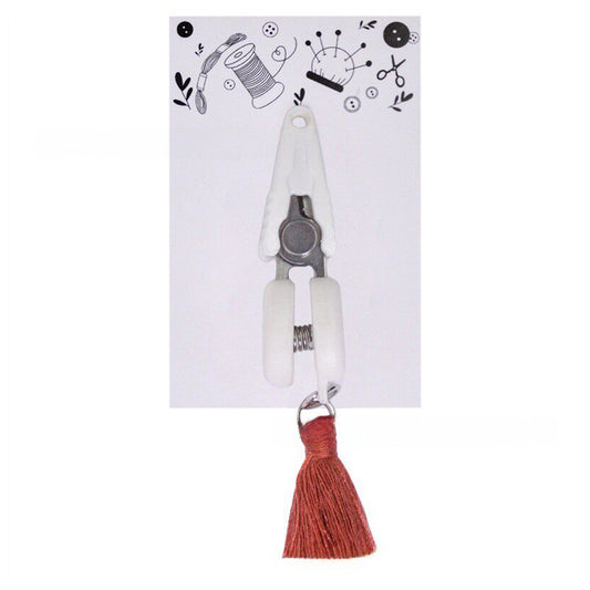 Small Craft Scissors with Tassel Mini Thread Snips Spring Loaded Design for Cross Stitch Embroidery Needlework Accessories (White)