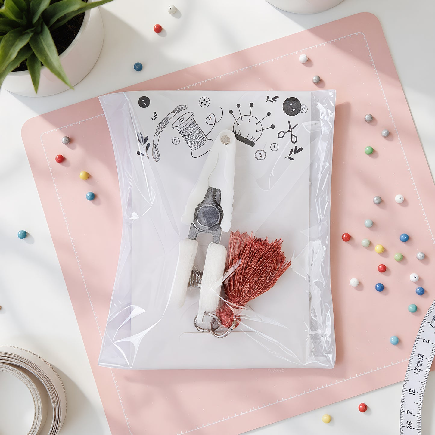 Small Craft Scissors with Tassel Mini Thread Snips Spring Loaded Design for Cross Stitch Embroidery Needlework Accessories (White)