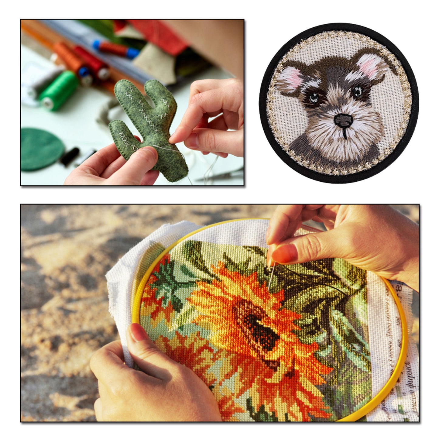 Quilted Animal Magnetic Needle Minder 40mm Needle Holder Back Suction Design Wooden Base for Cross Stitch Embroidery Needlework Accessories (Schnauzer)