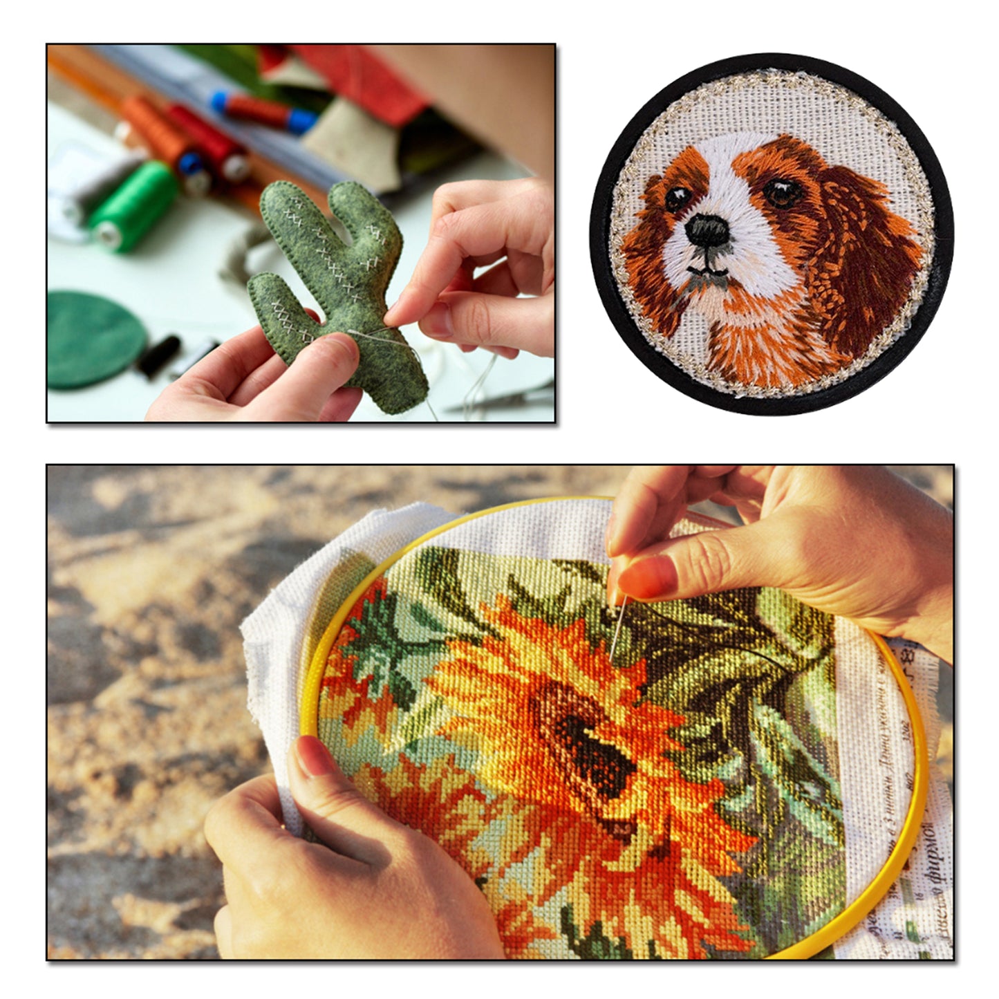 Quilted Animal Magnetic Needle Minder 40mm Needle Holder Back Suction Design Wooden Base for Cross Stitch Embroidery Needlework Accessories (King Dog)
