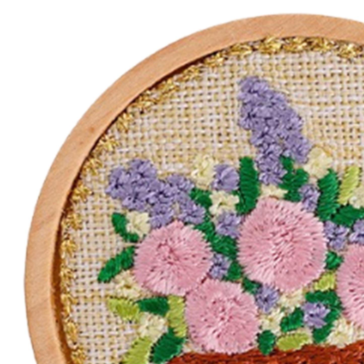 Quilted Animal Magnetic Needle Minder 40mm Needle Holder Back Suction Design Wooden Base for Cross Stitch Embroidery Needlework Accessories (Flowerpot)