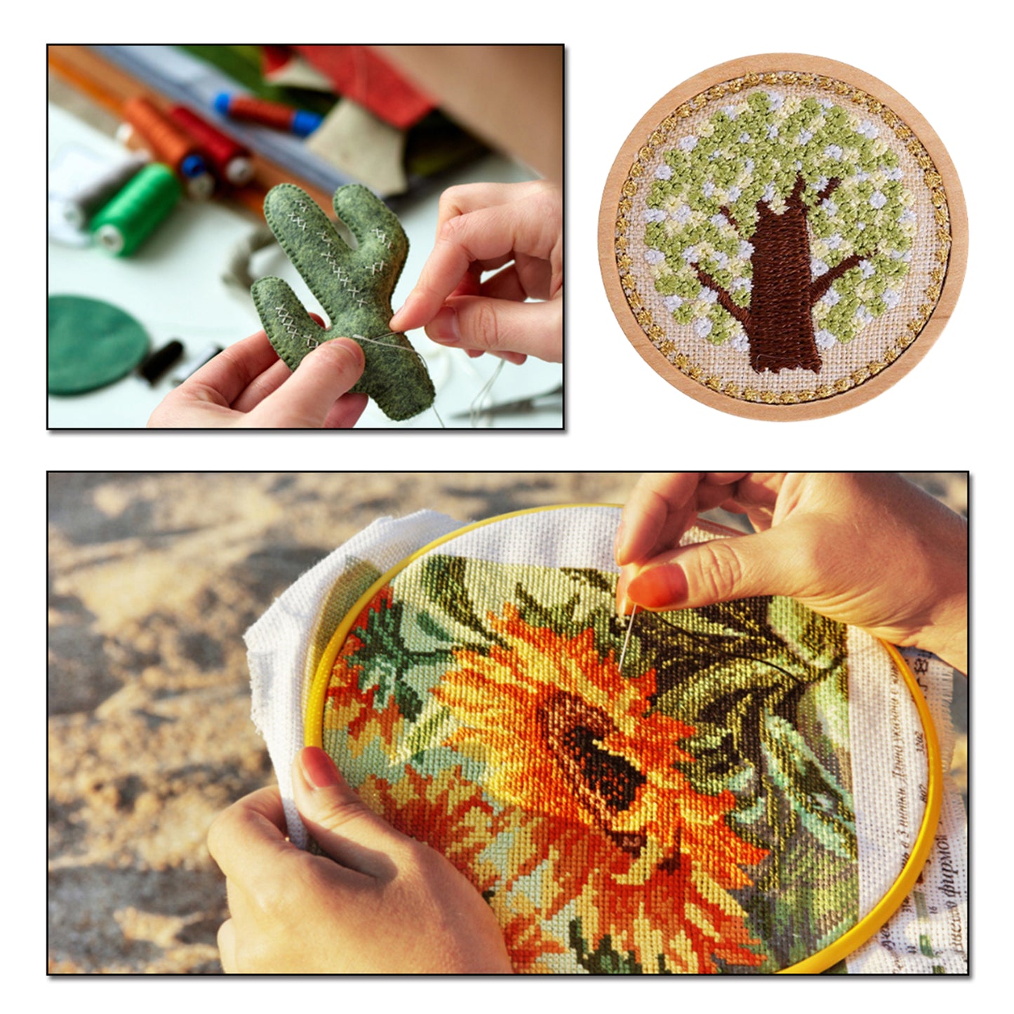 Quilted Animal Magnetic Needle Minder 40mm Needle Holder Back Suction Design Wooden Base for Cross Stitch Embroidery Needlework Accessories (Tree)