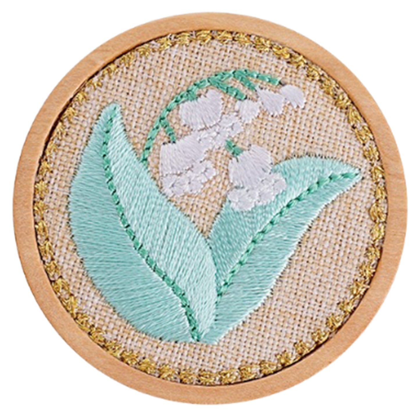 Quilted Animal Magnetic Needle Minder 40mm Needle Holder Back Suction Design Wooden Base for Cross Stitch Embroidery Needlework Accessories (Lily of the Valley)