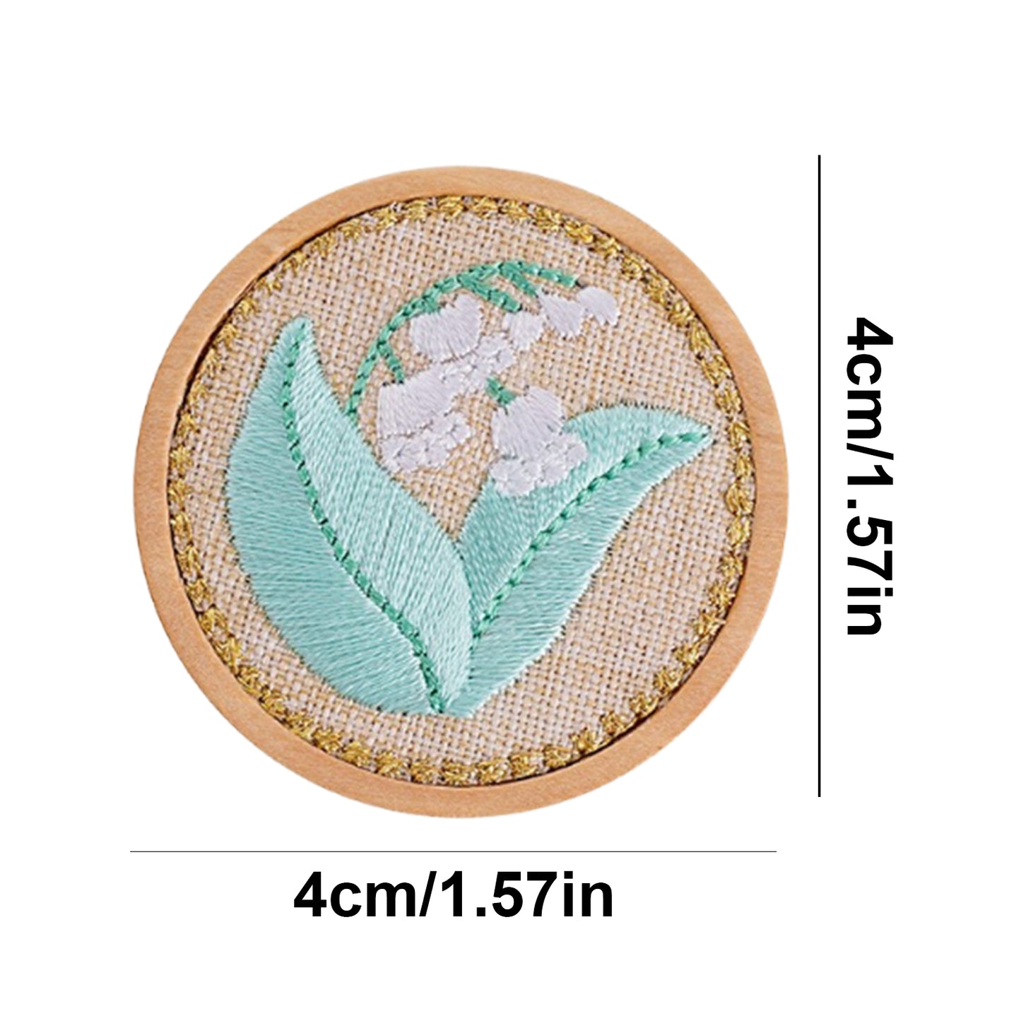 Quilted Animal Magnetic Needle Minder 40mm Needle Holder Back Suction Design Wooden Base for Cross Stitch Embroidery Needlework Accessories (Lily of the Valley)