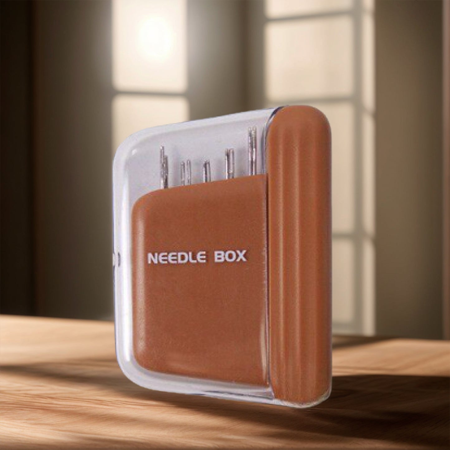 Portable Travel Magnetic Sewing Needles Case Include 10PCS 5 Size Needles & Threader Magnetic Needle Holder Case Craft Supplies Storage Gift for Sewers (Brown)