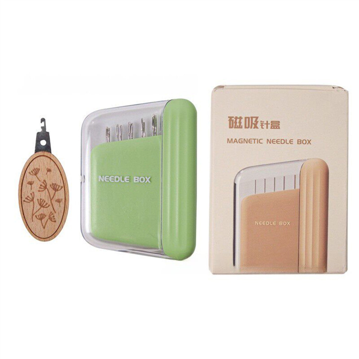 Portable Travel Magnetic Sewing Needles Case Include 10PCS 5 Size Needles & Threader Magnetic Needle Holder Case Craft Supplies Storage Gift for Sewers (Green)