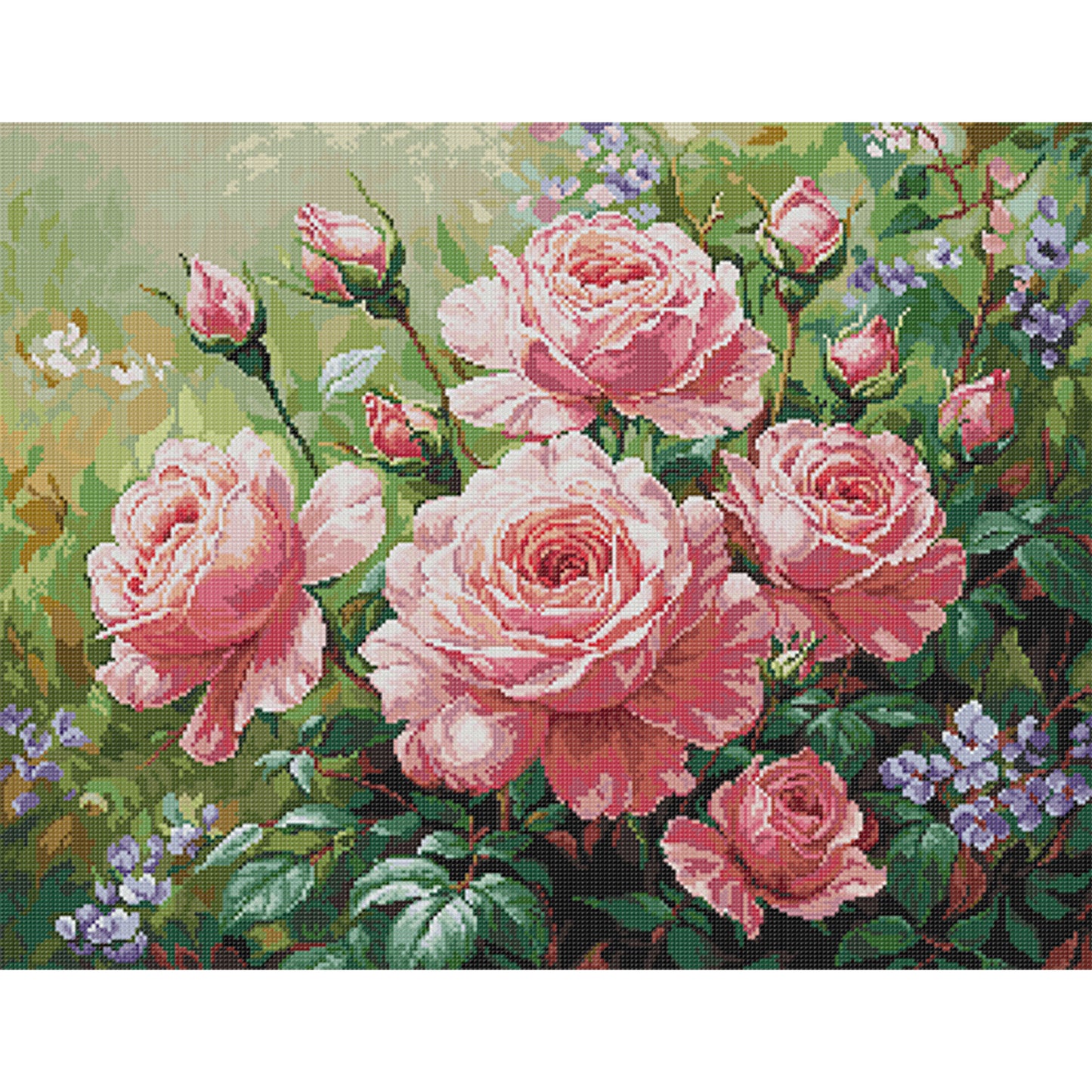 Pink Rose - Full 14CT Stamped Cross Stitch 58x48CM - Joy Sunday