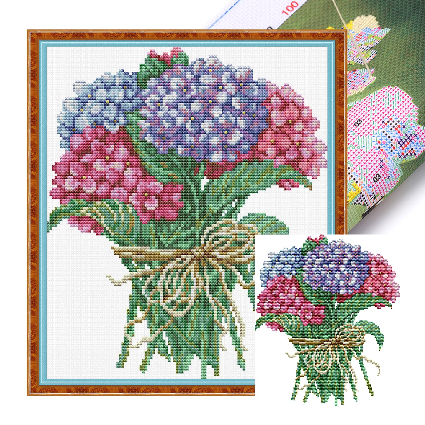 Hydrangea Bouquet - Partial 14CT Stamped Cross Stitch 27x29CM - Joy Sunday