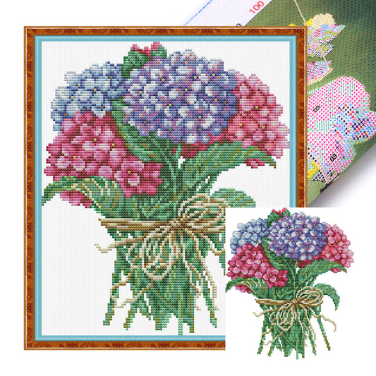Hydrangea Bouquet - Partial 14CT Stamped Cross Stitch 27x29CM - Joy Sunday