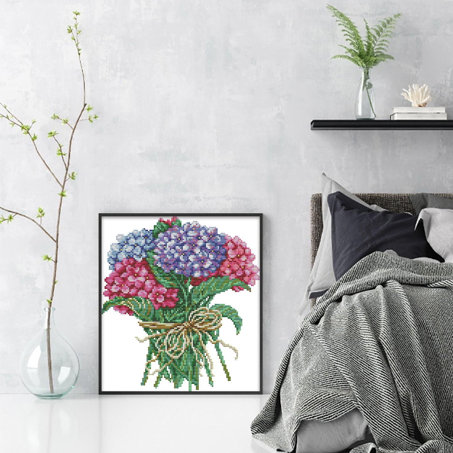 Hydrangea Bouquet - Partial 14CT Stamped Cross Stitch 27x29CM - Joy Sunday