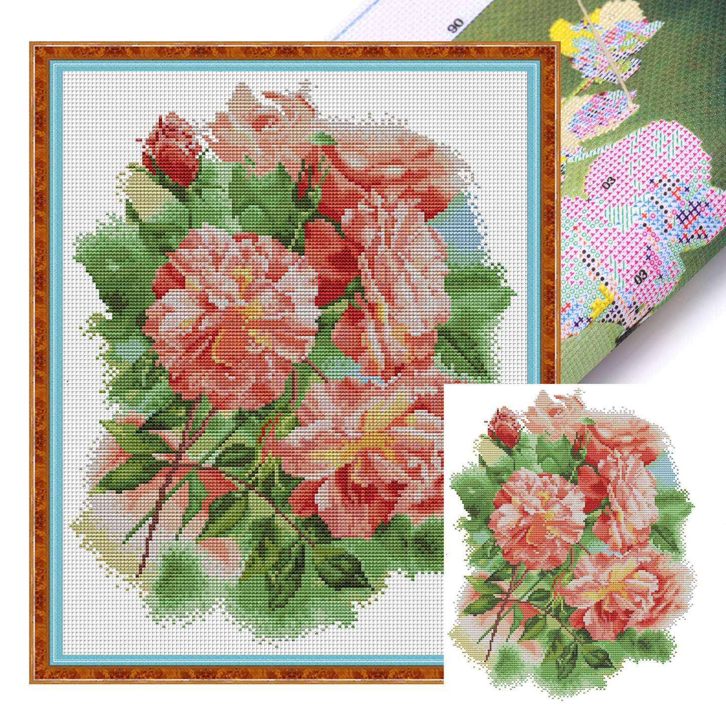 Blooming Rose - Partial 14CT Stamped Cross Stitch 33x40CM - Joy Sunday