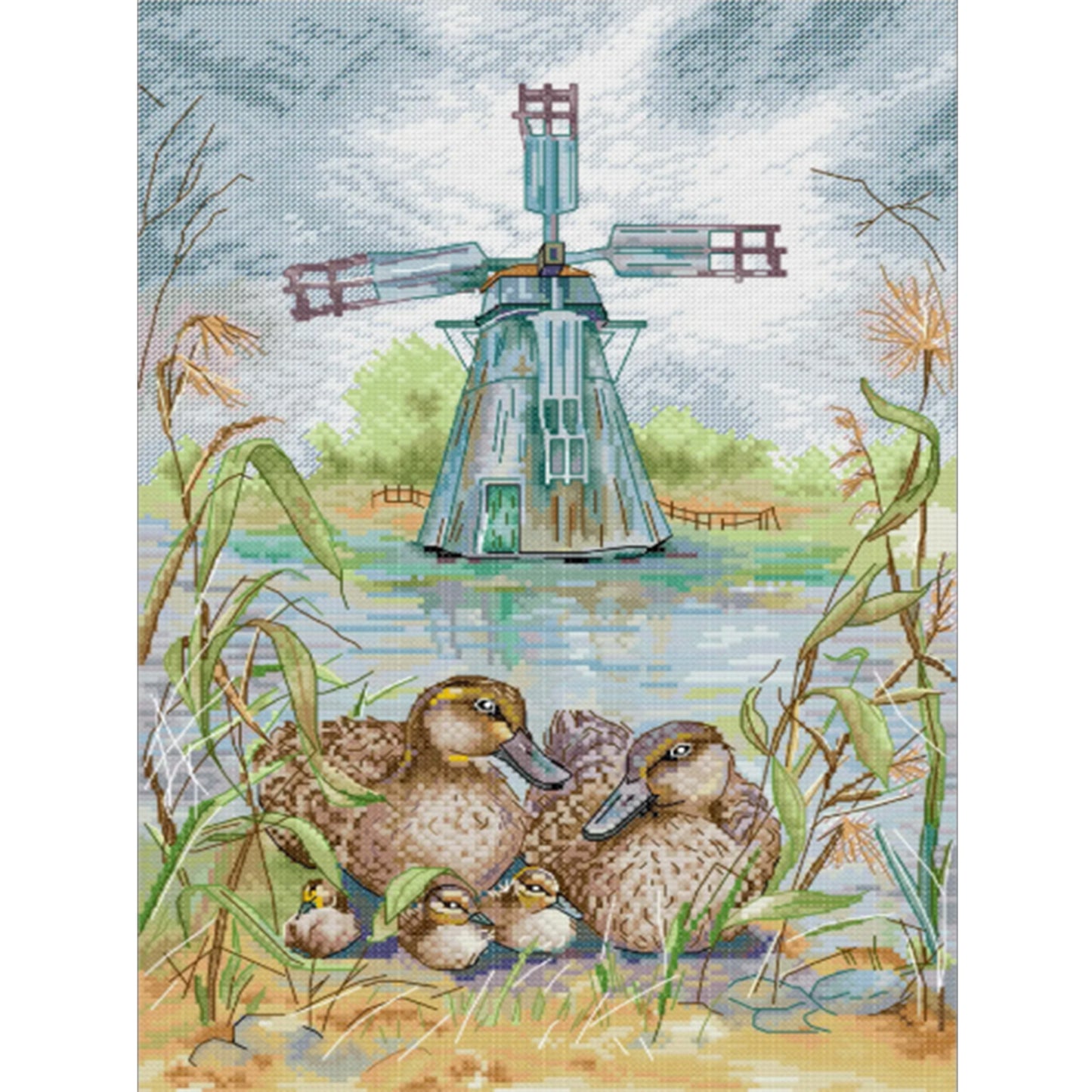 Wild Duck Family - Full 14CT Stamped Cross Stitch 31x43CM - Joy Sunday Backstitch+Half Cross Stitch