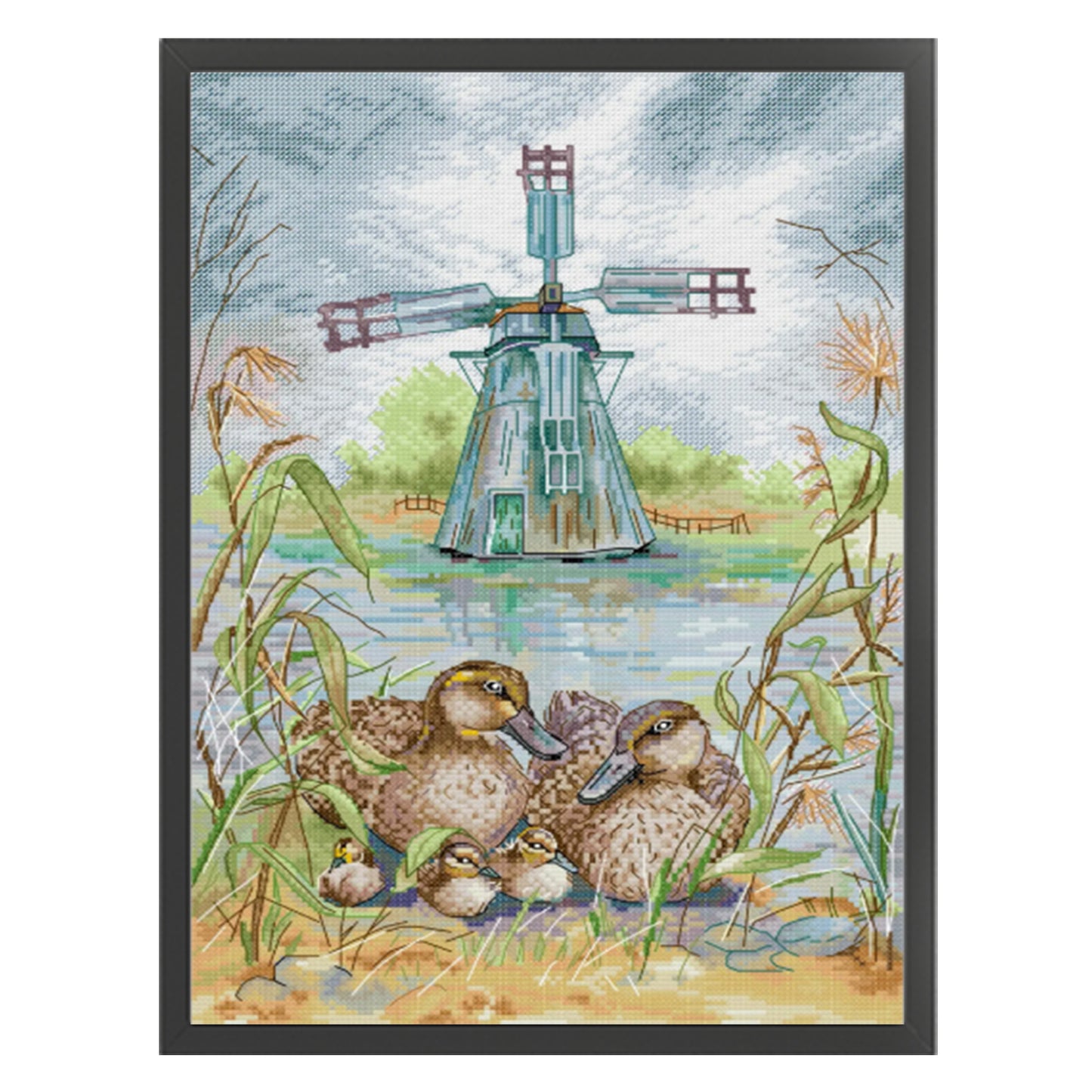 Wild Duck Family - Full 14CT Stamped Cross Stitch 31x43CM - Joy Sunday Backstitch+Half Cross Stitch