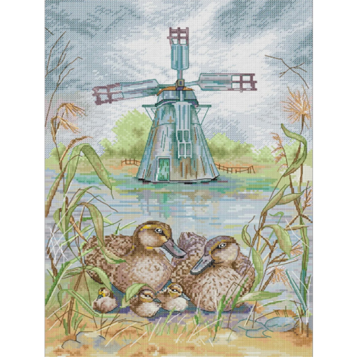 Wild Duck Family - Full 14CT Stamped Cross Stitch 31x43CM - Joy Sunday Backstitch+Half Cross Stitch