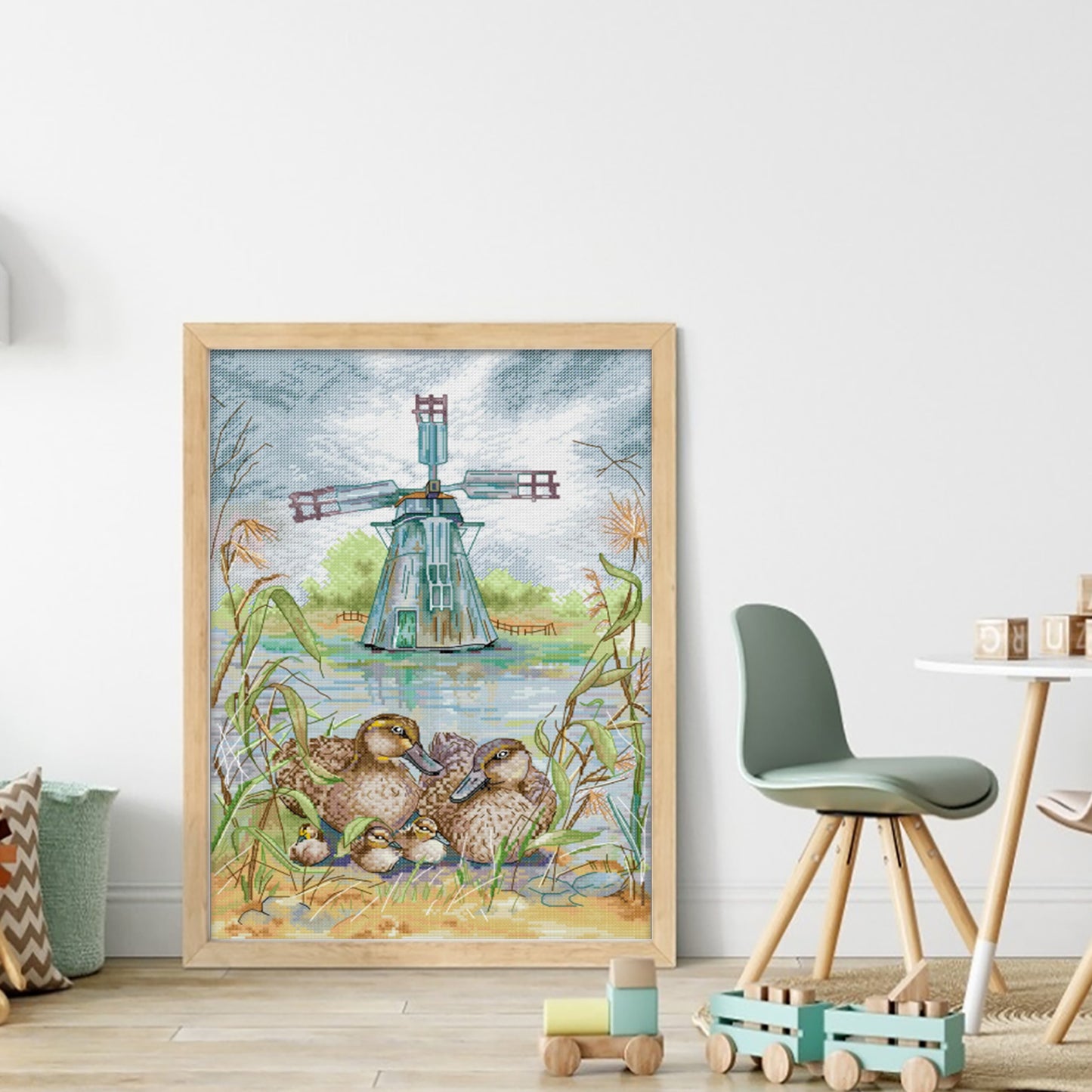 Wild Duck Family - Full 14CT Stamped Cross Stitch 31x43CM - Joy Sunday Backstitch+Half Cross Stitch
