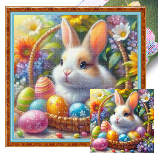 Easter Egg Rabbit - Full 11CT Stamped Cross Stitch 40x40CM - Yishu