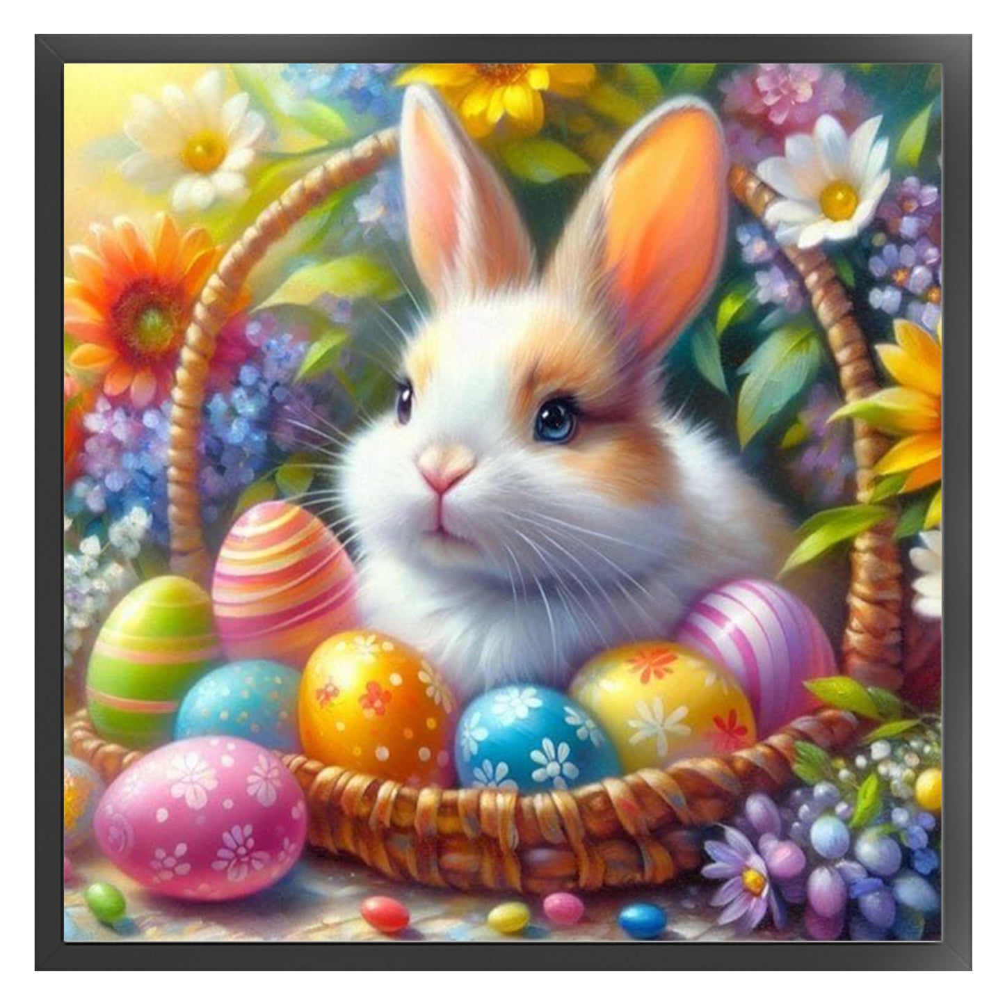 Easter Egg Rabbit - Full 11CT Stamped Cross Stitch 40x40CM - Yishu