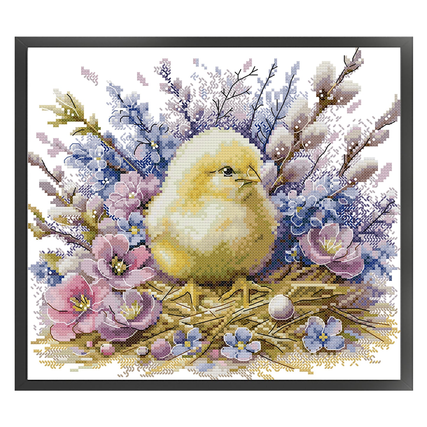 Little Yellow Chick - Partial 14CT Stamped Cross Stitch 31x29CM - Joy Sunday Backstitch+Half Cross Stitch