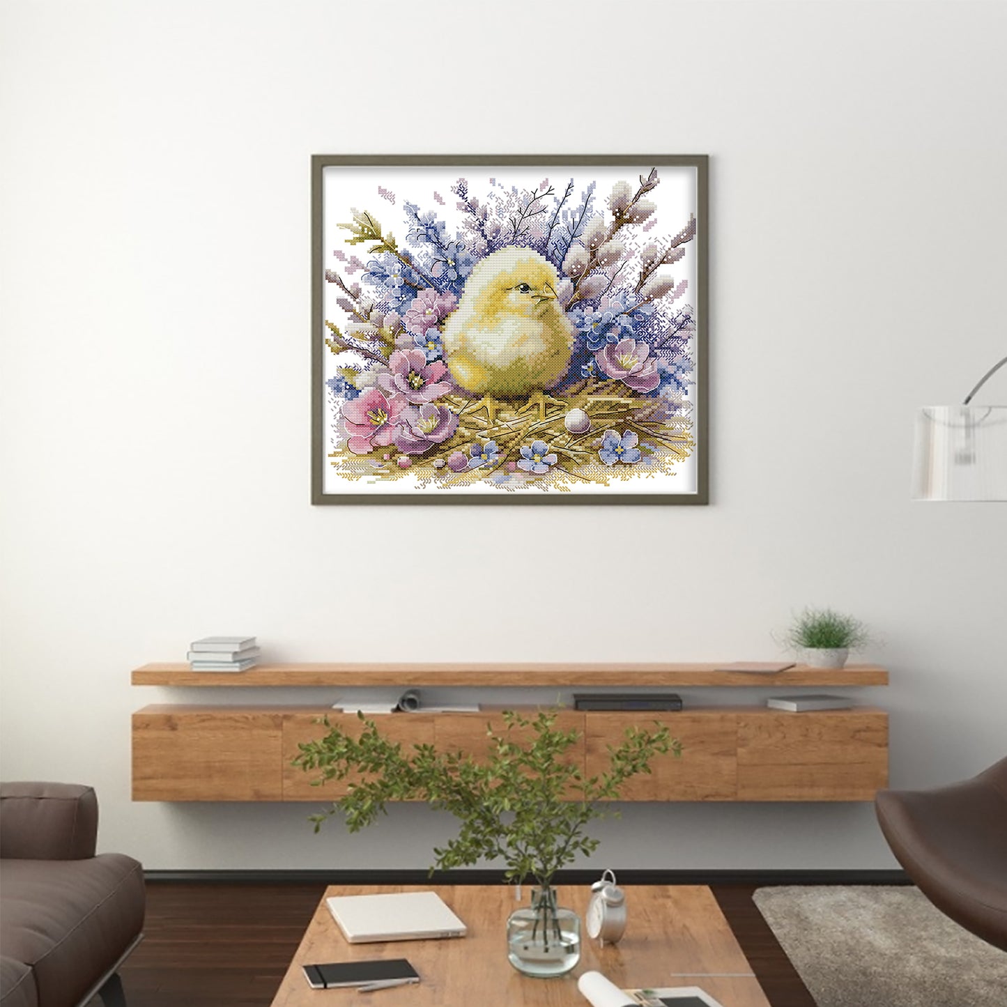 Little Yellow Chick - Partial 14CT Stamped Cross Stitch 31x29CM - Joy Sunday Backstitch+Half Cross Stitch