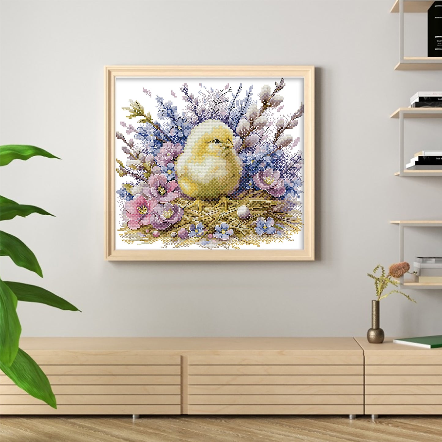 Little Yellow Chick - Partial 14CT Stamped Cross Stitch 31x29CM - Joy Sunday Backstitch+Half Cross Stitch