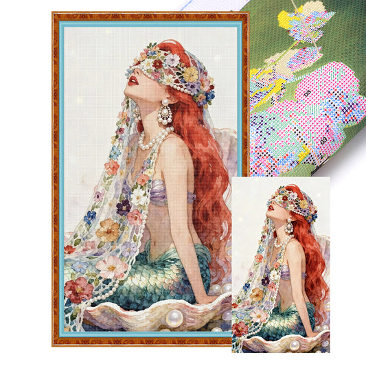 Mermaid - 14CT Stamped Cross Stitch 35x60CM - Huacan
