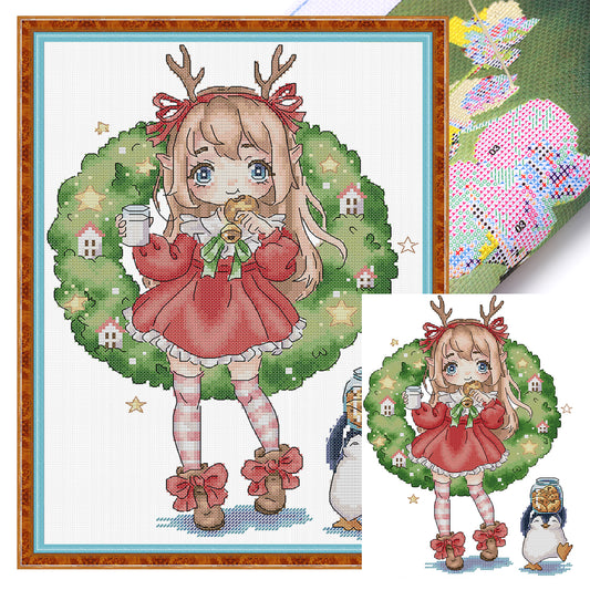 Doll'S Cookies - Partial 14CT Stamped Cross Stitch 27x36CM - Joy Sunday Backstitch+Half Cross Stitch