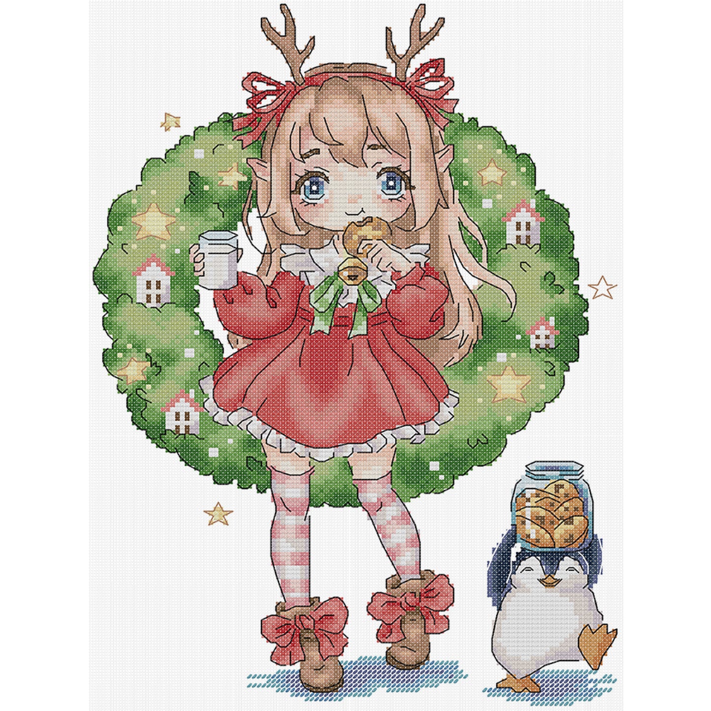 Doll'S Cookies - Partial 14CT Stamped Cross Stitch 27x36CM - Joy Sunday Backstitch+Half Cross Stitch