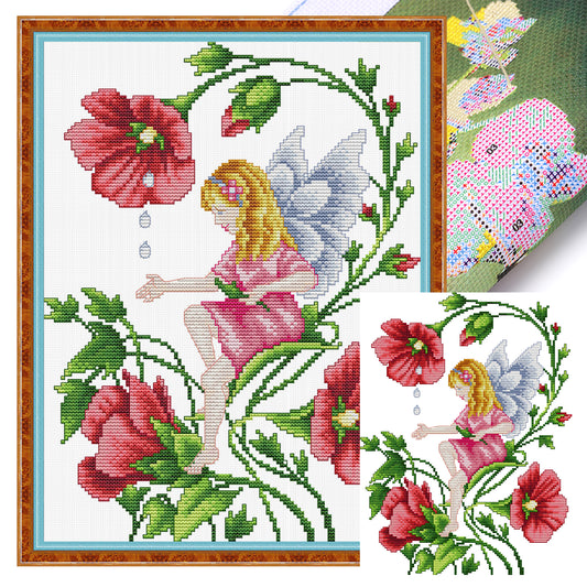 Butterfly Fairy - Partial 14CT Stamped Cross Stitch 27x34CM - Joy Sunday