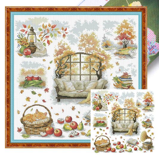 Leisure Time - Partial 14CT Stamped Cross Stitch 52x52CM - Joy Sunday Backstitch+Half Cross Stitch