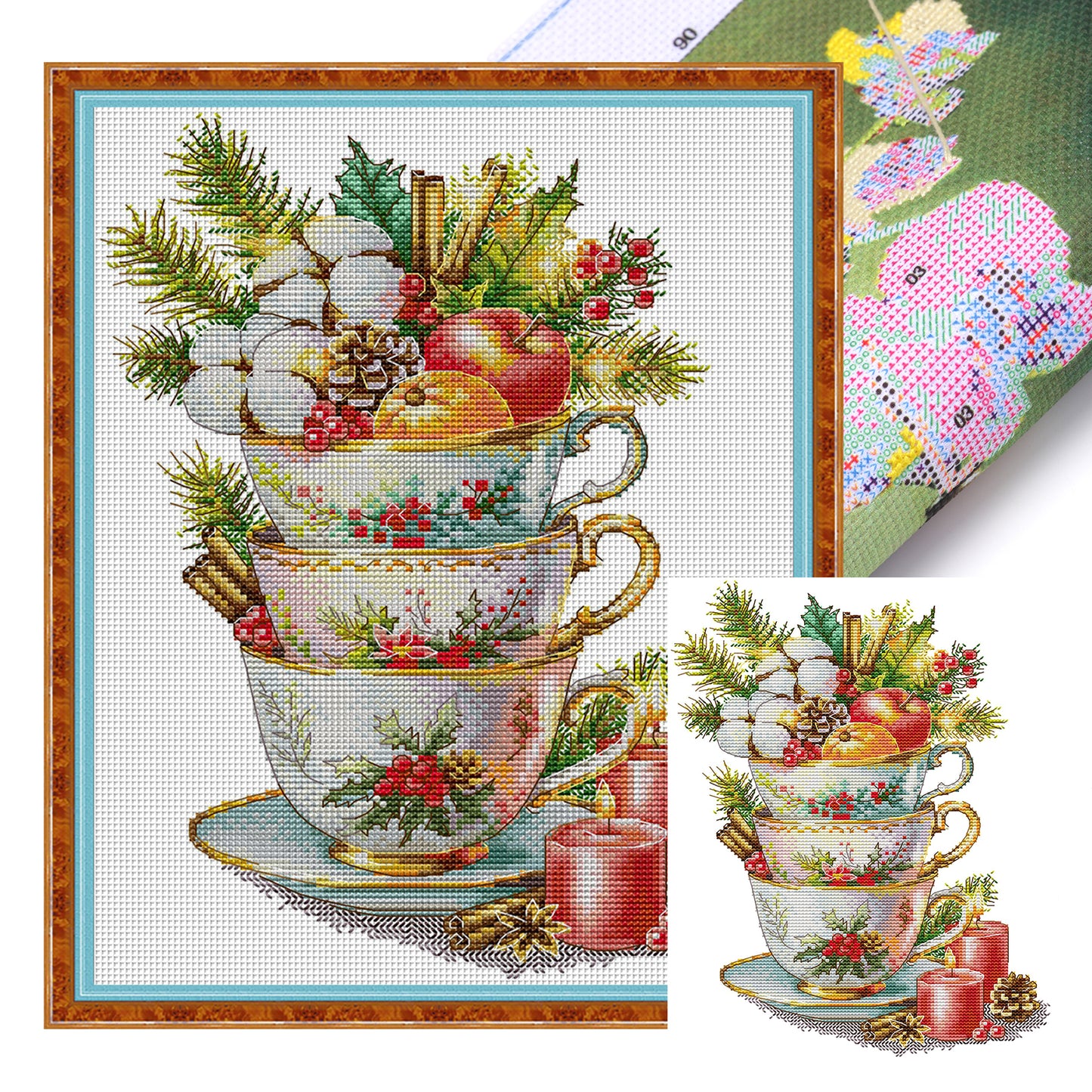 Festival Flavor - Partial 14CT Stamped Cross Stitch 27x35CM - Joy Sunday Backstitch+Half Cross Stitch