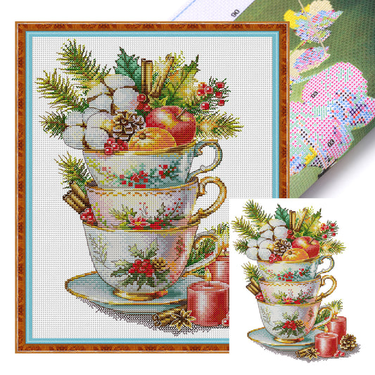 Festival Flavor - Partial 14CT Stamped Cross Stitch 27x35CM - Joy Sunday Backstitch+Half Cross Stitch