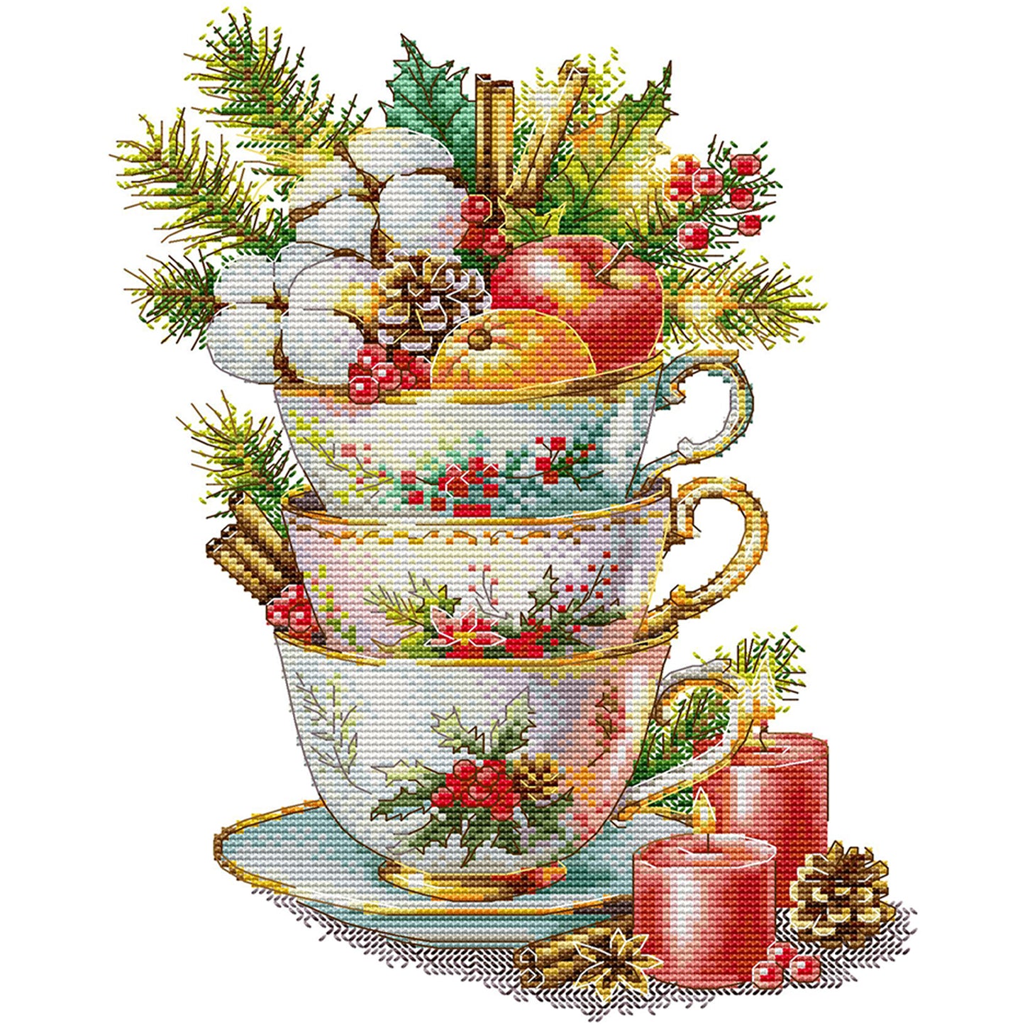 Festival Flavor - Partial 14CT Stamped Cross Stitch 27x35CM - Joy Sunday Backstitch+Half Cross Stitch