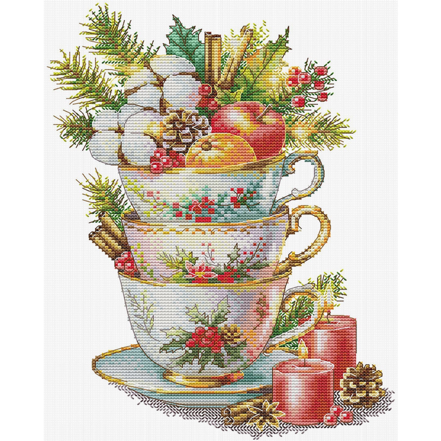 Festival Flavor - Partial 14CT Stamped Cross Stitch 27x35CM - Joy Sunday Backstitch+Half Cross Stitch
