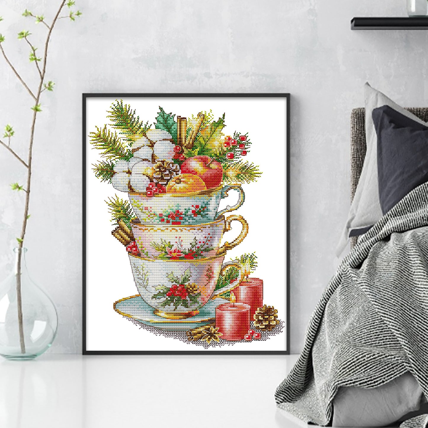 Festival Flavor - Partial 14CT Stamped Cross Stitch 27x35CM - Joy Sunday Backstitch+Half Cross Stitch