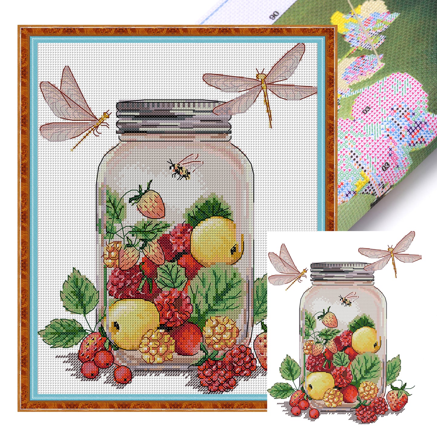 Fruit World In Vase - Partial 14CT Stamped Cross Stitch 27x32CM - Joy Sunday Backstitch+Half Cross Stitch