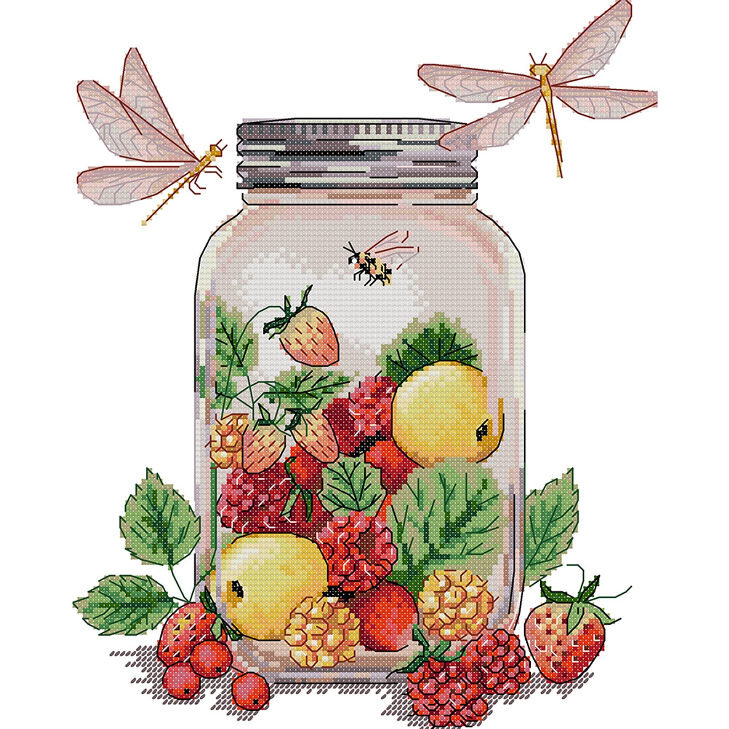 Fruit World In Vase - Partial 14CT Stamped Cross Stitch 27x32CM - Joy Sunday Backstitch+Half Cross Stitch