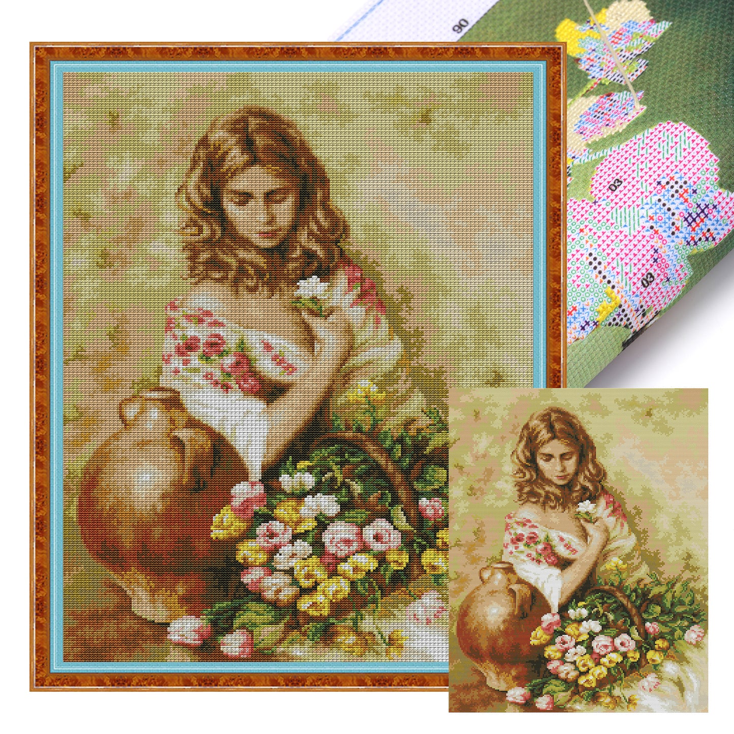 Floral Scent - Full 14CT Stamped Cross Stitch 42x54CM - Joy Sunday