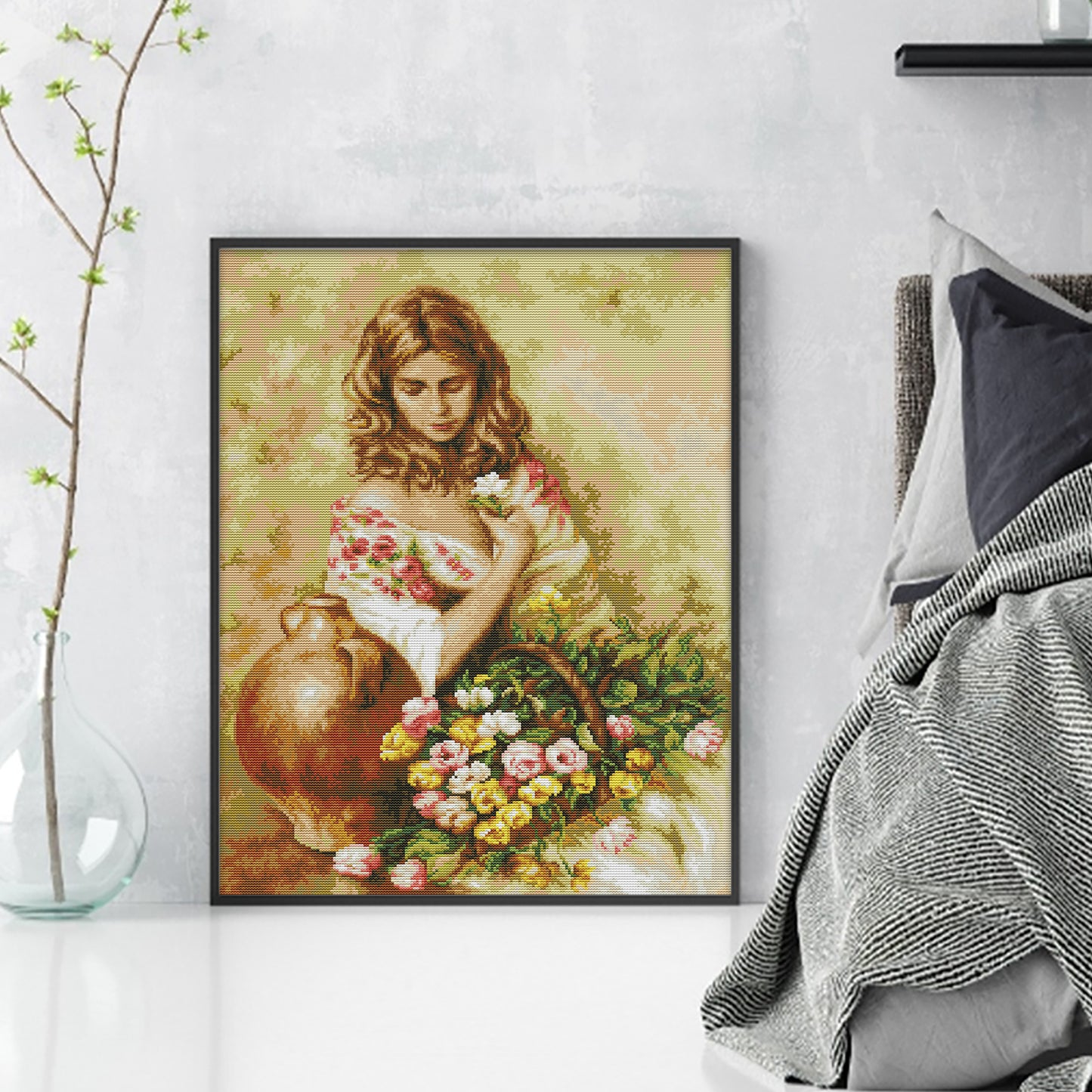 Floral Scent - Full 14CT Stamped Cross Stitch 42x54CM - Joy Sunday