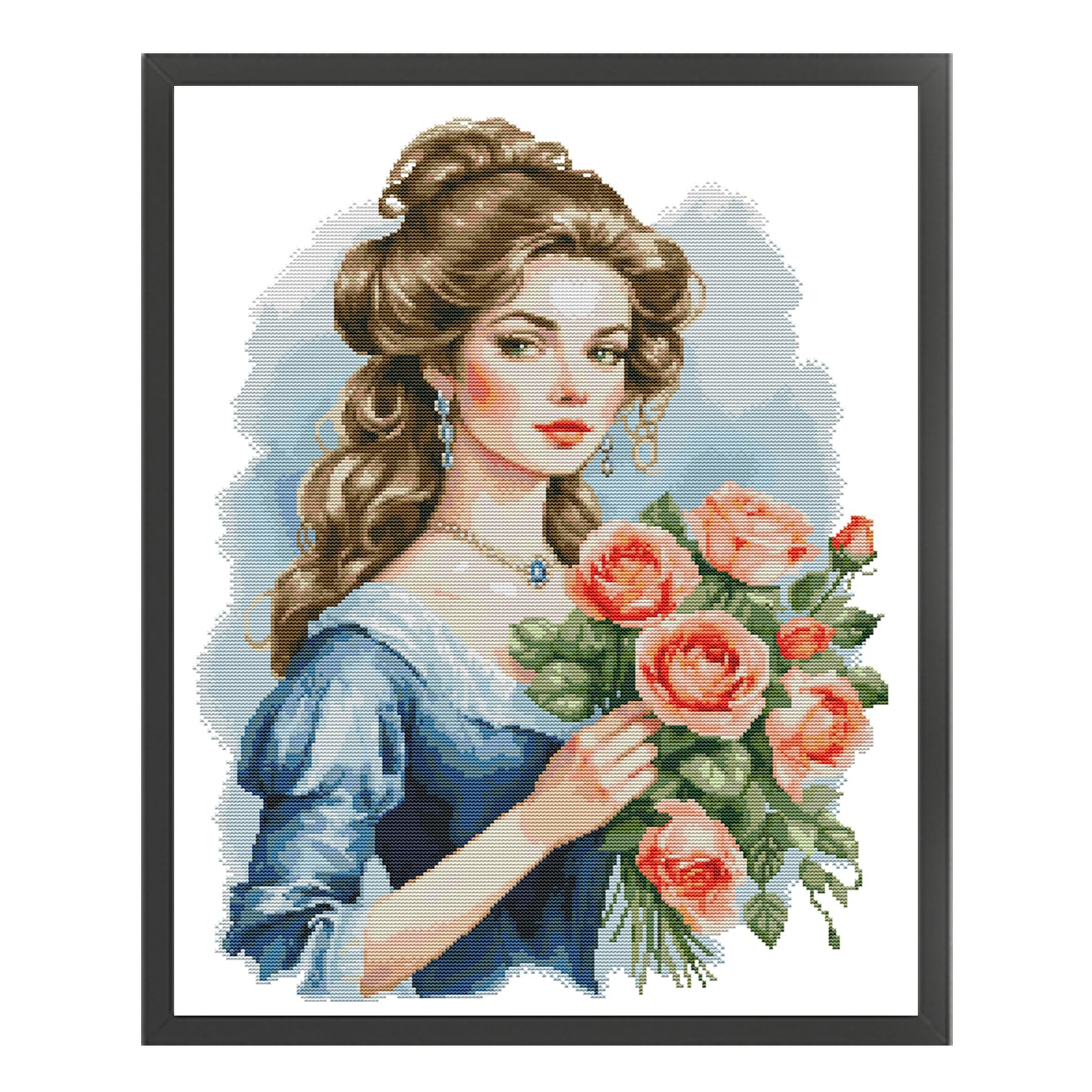 Beauty And Flowers - Partial 14CT Stamped Cross Stitch 44x56CM - Joy Sunday