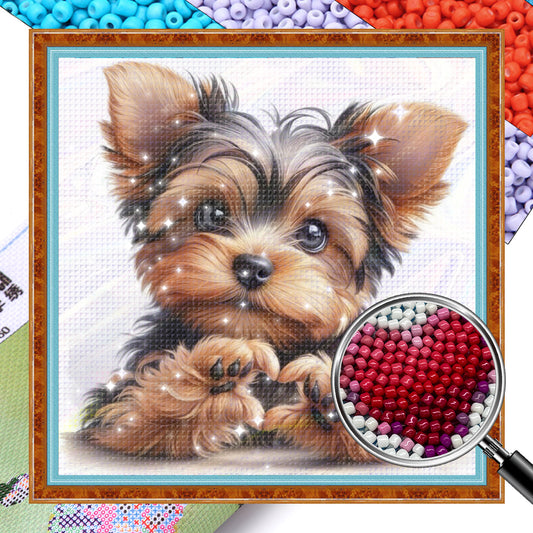 Dog - Partial 11CT Stamped Cross Stitch - Bead Embroidery 36x36CM/14.17x14.17in