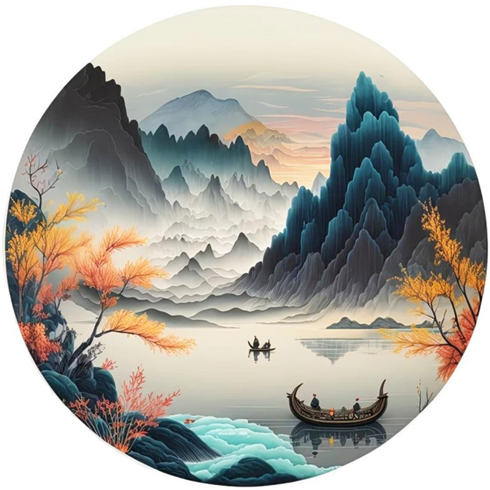 Misty Mountain Realm - Partial 11CT Stamped Cross Stitch - Bead Embroidery 36x36CM/14.17x14.17in