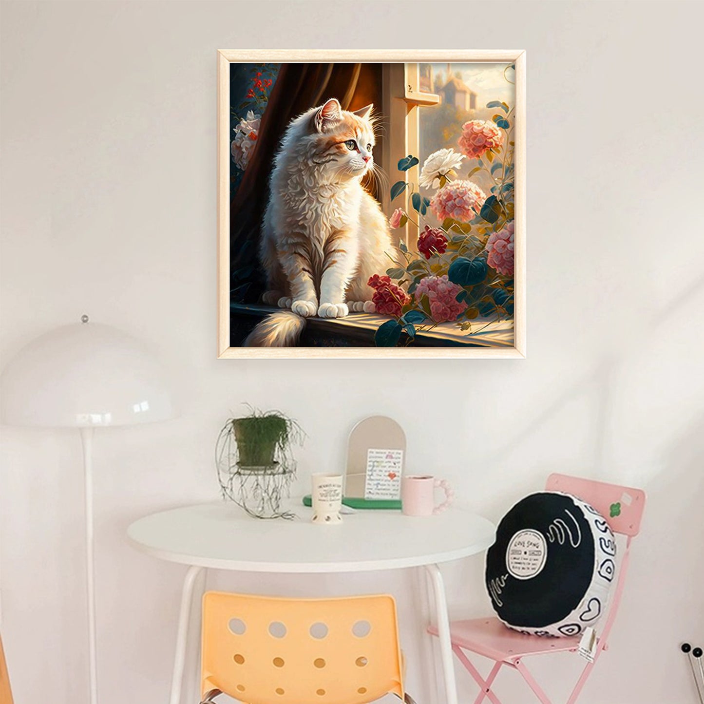 Cat By Window - Full 11CT Stamped Cross Stitch 50x50CM - Mona Lisa