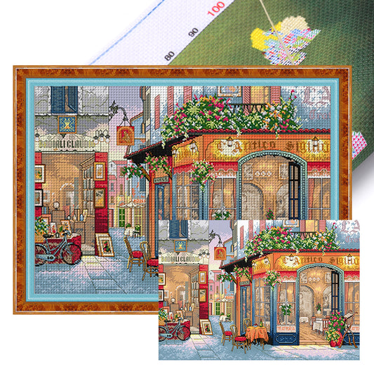 European Tavern - Full 11CT Stamped Cross Stitch 80x59CM - Mona Lisa Silk Thread