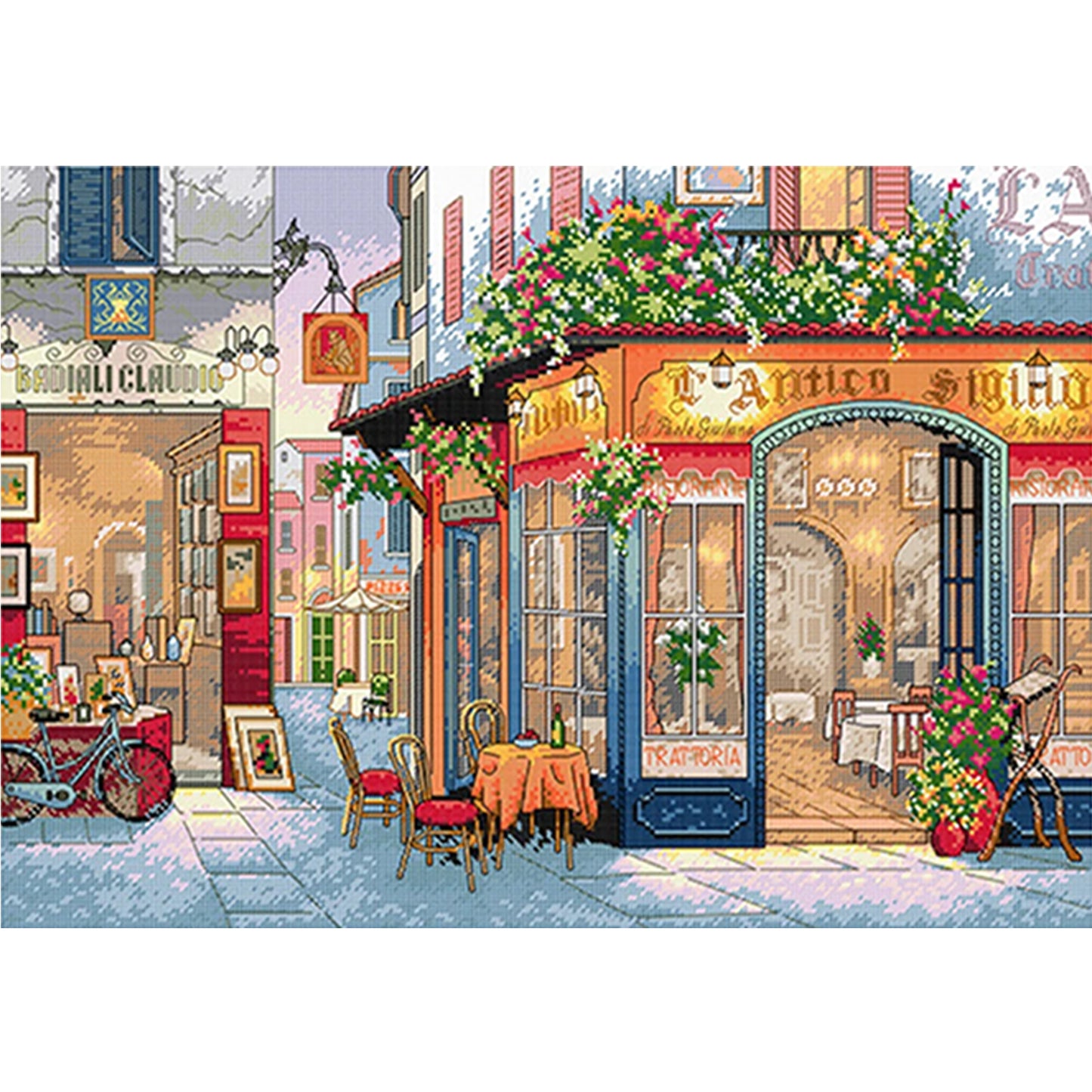 European Tavern - Full 11CT Stamped Cross Stitch 80x59CM - Mona Lisa Silk Thread