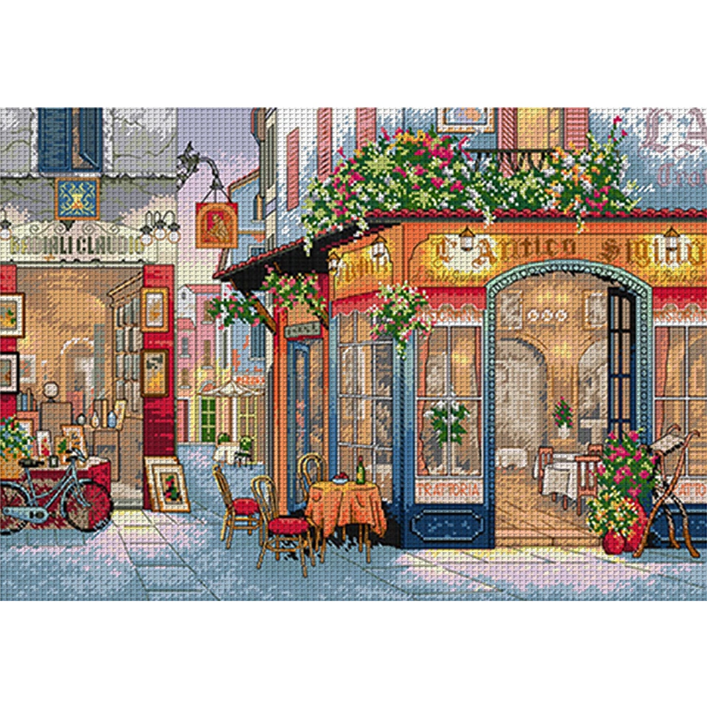 European Tavern - Full 11CT Stamped Cross Stitch 80x59CM - Mona Lisa Silk Thread