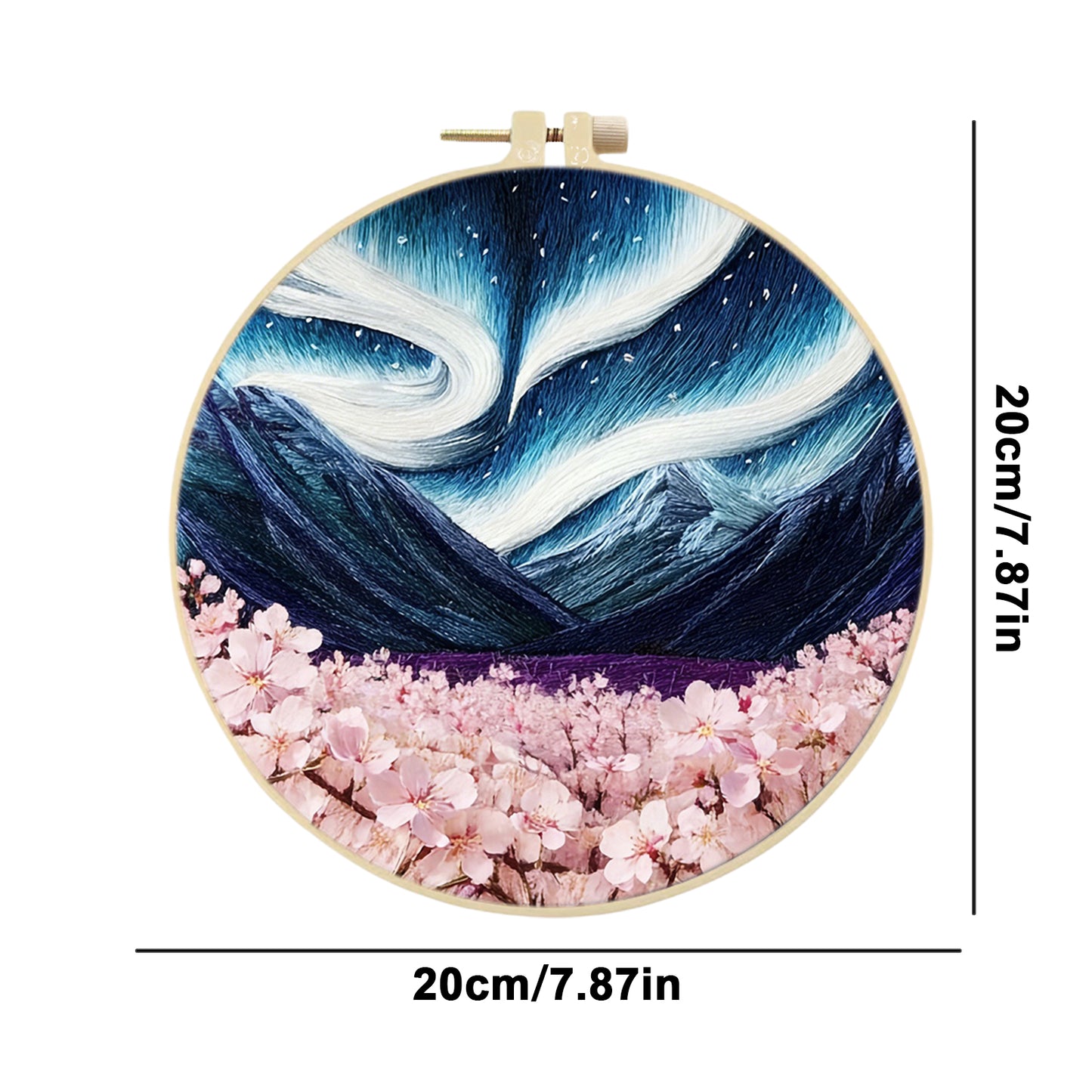 Aurora And Cherry Blossoms - DIY Embroidery Cross Stitch Kit with Pattern Cotton Threads Needles Hoop 29x29CM/11.42x11.42in