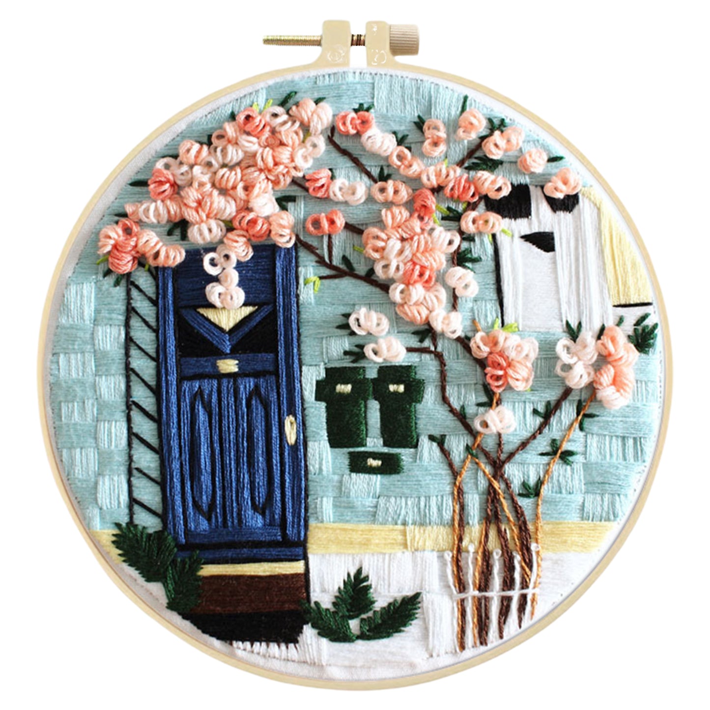 Flower Tree - DIY Embroidery Cross Stitch Kit with Pattern Cotton Threads Needles Hoop 29x29CM/11.42x11.42in
