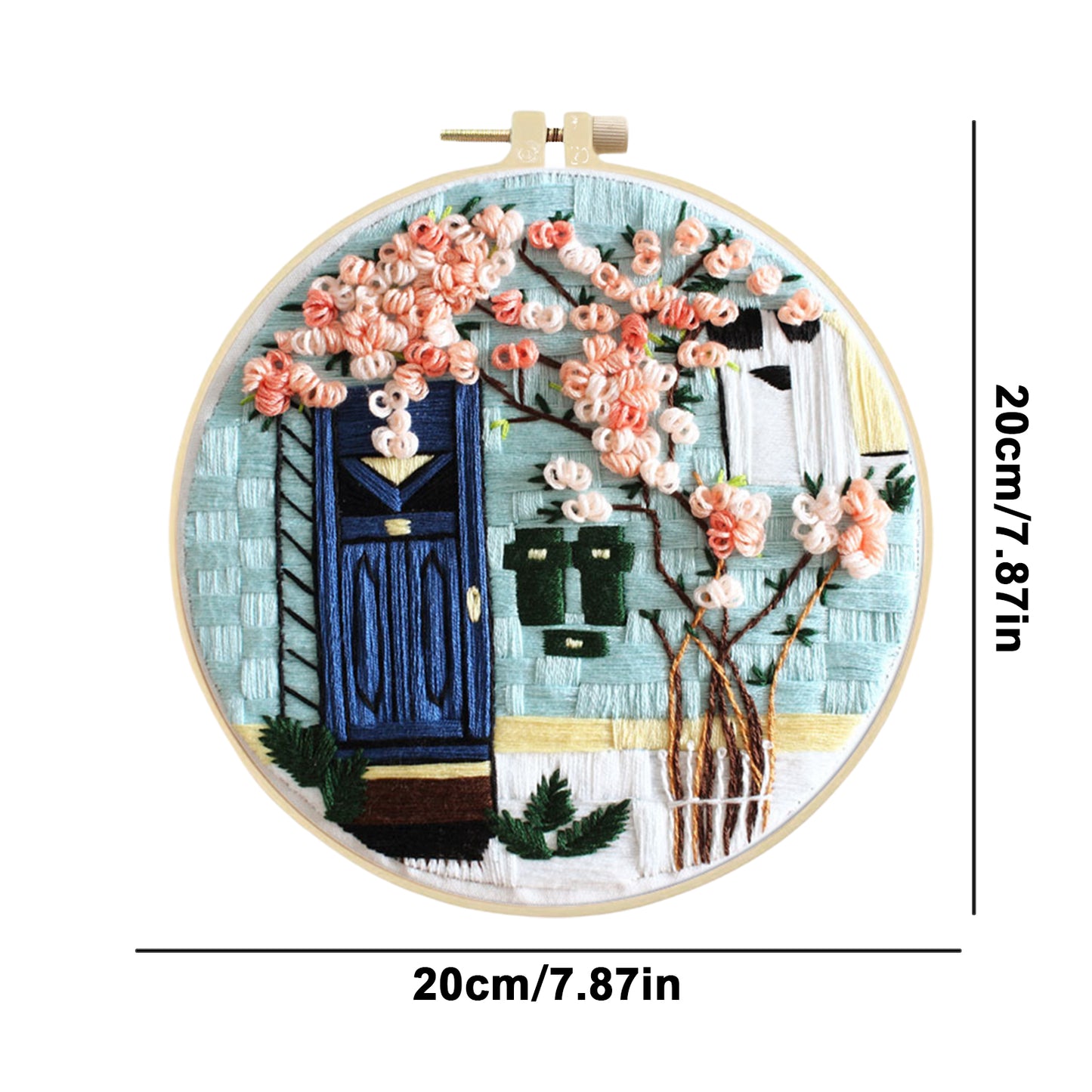 Flower Tree - DIY Embroidery Cross Stitch Kit with Pattern Cotton Threads Needles Hoop 29x29CM/11.42x11.42in